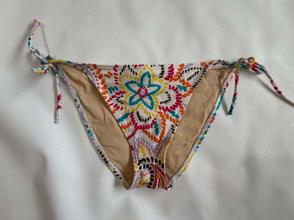 Victoria's Secret Y2K Boho Tribal Floral Side Tie String Bikini Bottom Swim L